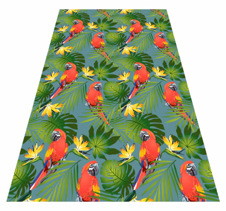 Animal mat with colorful parrots on blue background - TenStickers