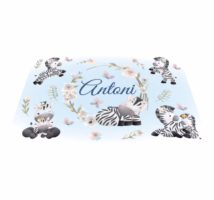 Animal mat for personalized baby zebras - TenStickers