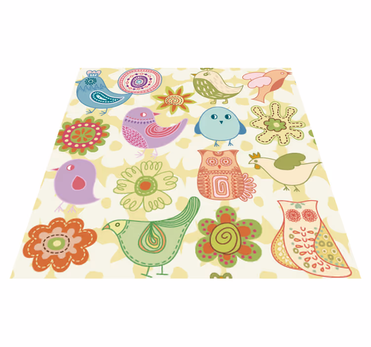 Animal mat with colorful bird designs - TenStickers