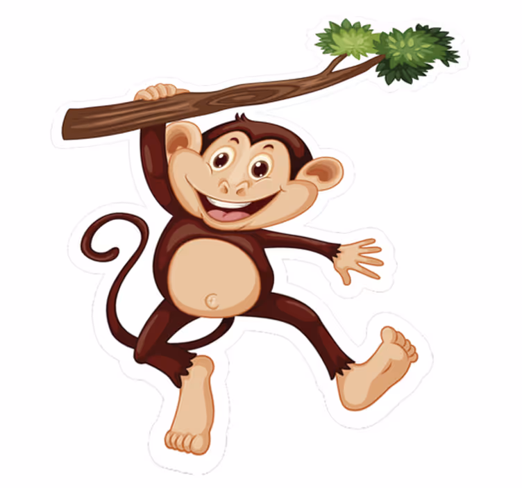Cheeky monkey swinging animal mat - TenStickers