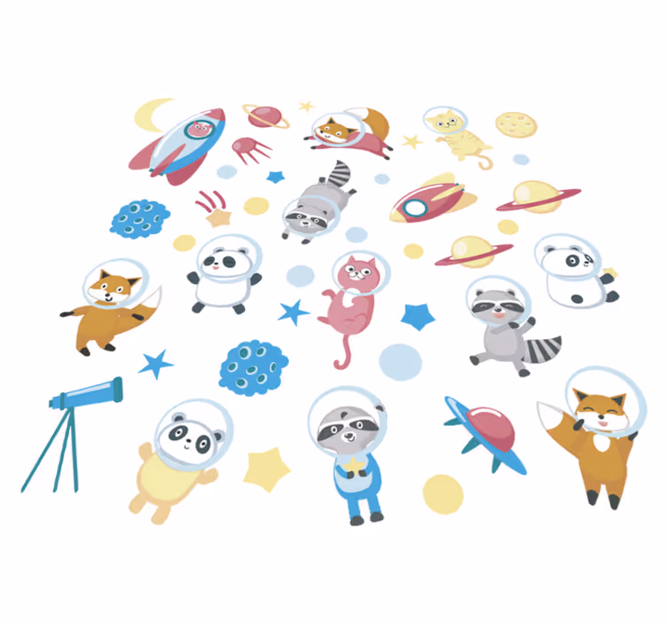 Animal mat with adorable space creatures - TenStickers