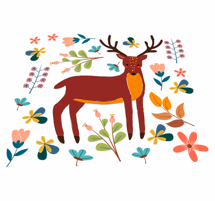 Animal mat whimsical deer illustration - TenStickers