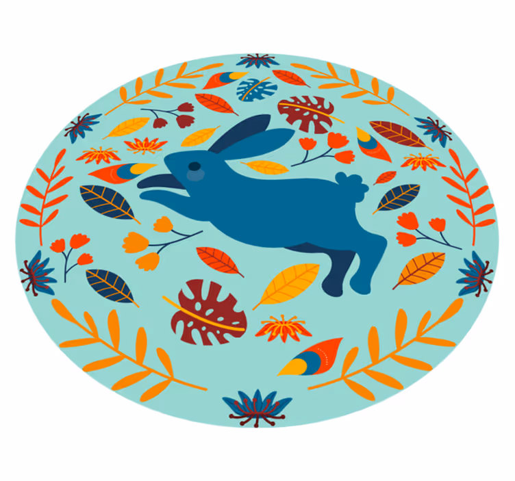Animal mat playful rabbit design - TenStickers