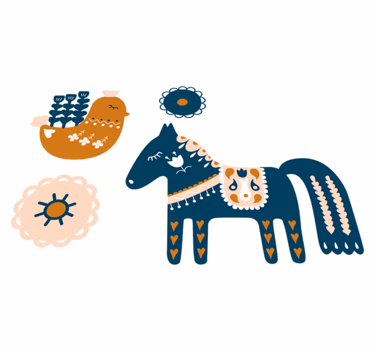 Animal mat colorful folk animal - TenStickers
