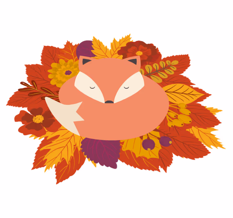 Animal mat fox and leaves design - TenStickers