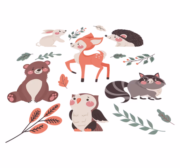Whimsical animal companions animal mat - TenStickers