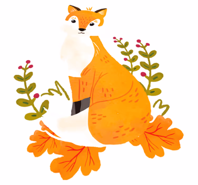 Animal mat playful orange fox - TenStickers