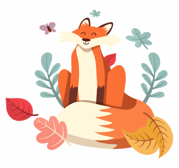 Animal mat smiling fox character - TenStickers