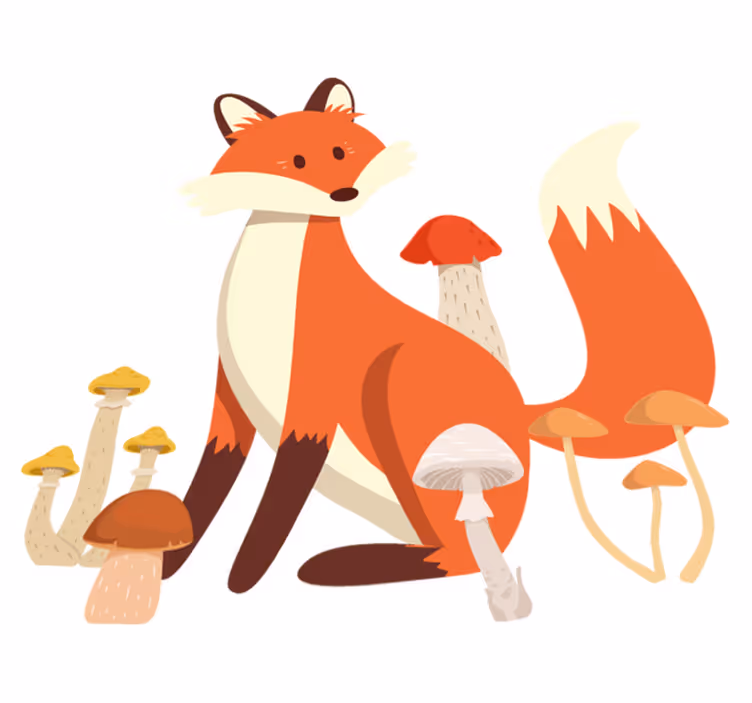 Animal mat with playful fox design - TenStickers