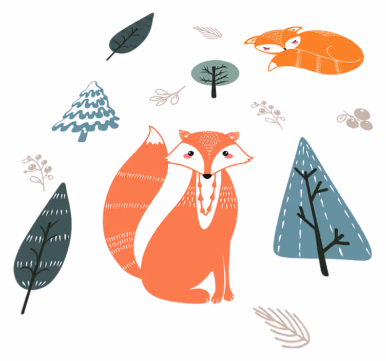 Animal mat with playful fox designs - TenStickers