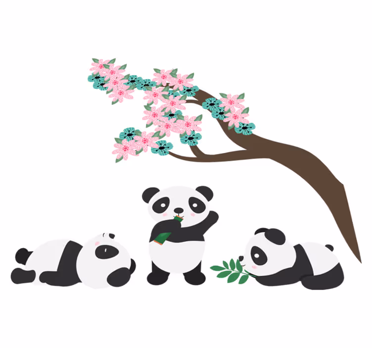 Whimsical panda clan animal mat - TenStickers