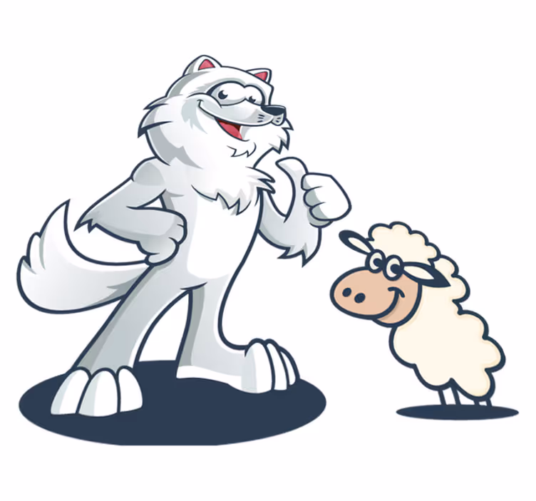 Joyful wolf character animal mat - TenStickers