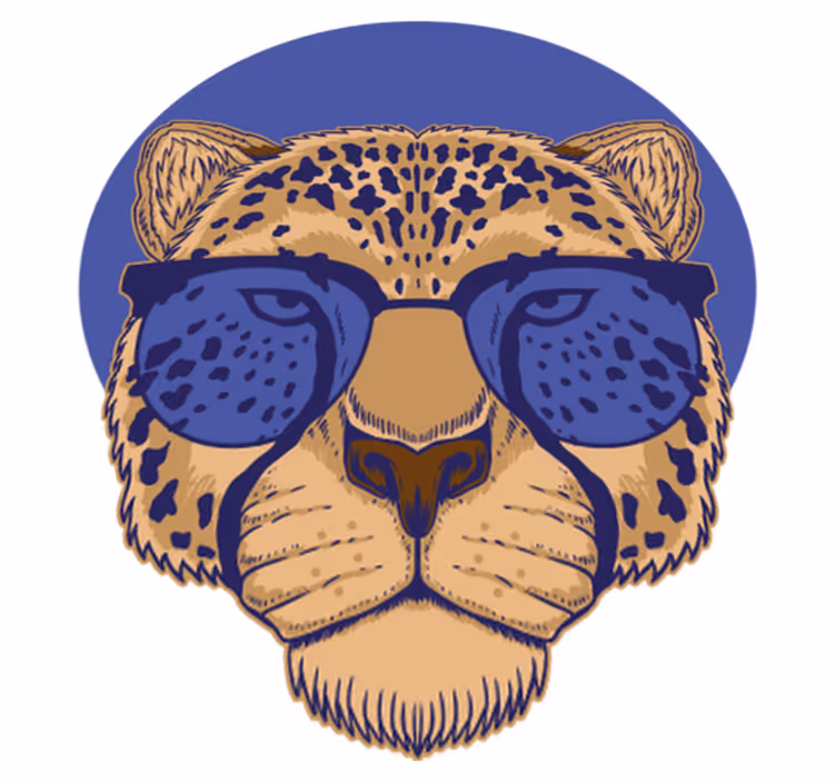Animal mat leopard in glasses - TenStickers