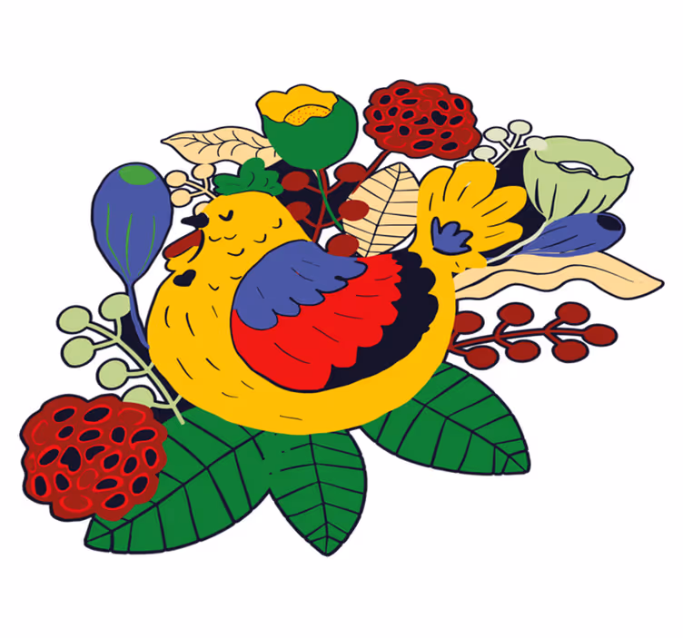 Colorful bird floral animal mat - TenStickers