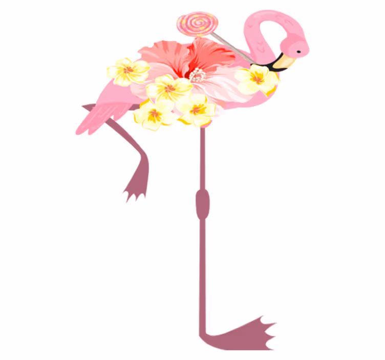 Animal mat flamingo floral design - TenStickers