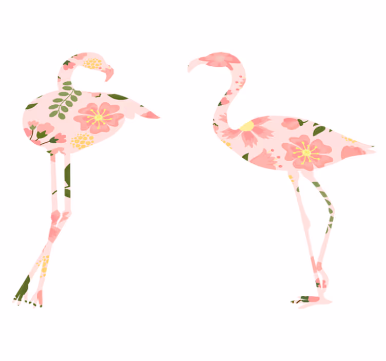 Animal mat flamingo floral design - TenStickers