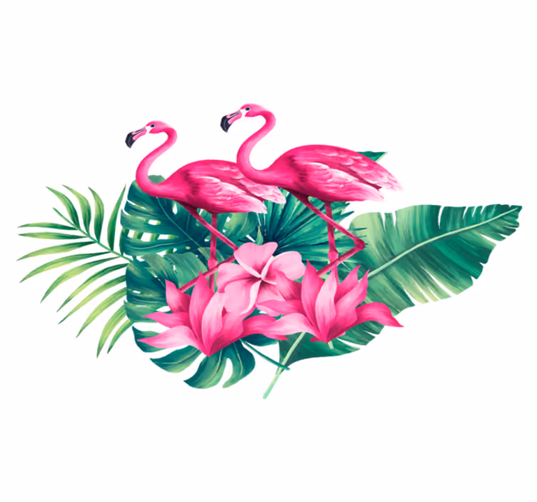 Flamingos and foliage animal mat - TenStickers