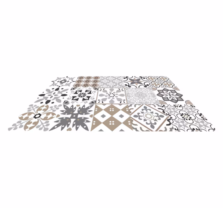 Kitchen vinyl mat in geometric tile mosaic design - TenStickers