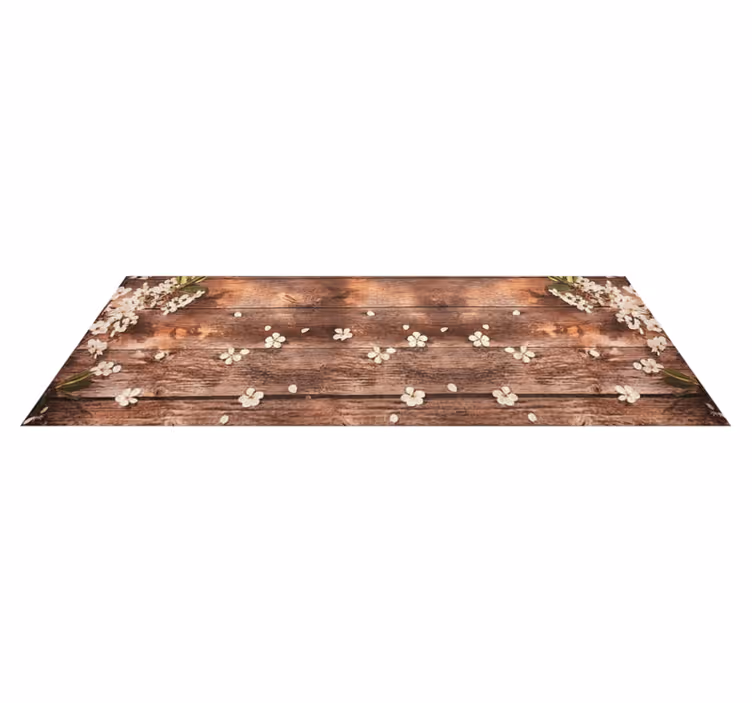 Floral timber kitchen vinyl mat - TenStickers