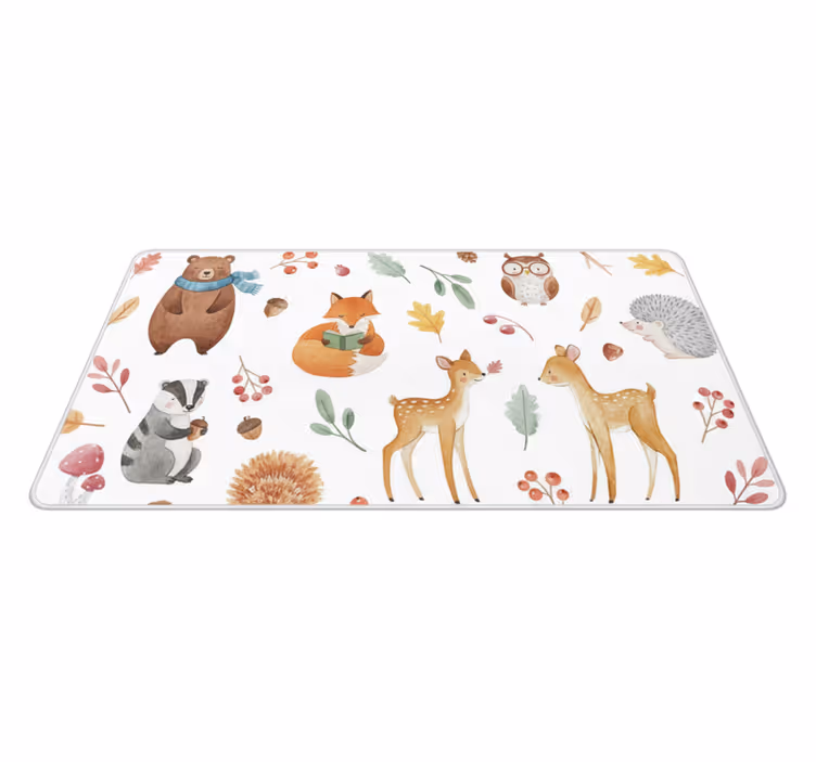Whimsical woodland watercolor kitchen vinyl mat - TenStickers