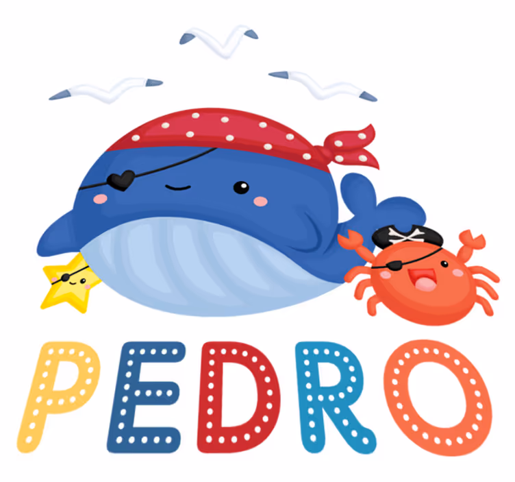 Cute pirate whale animal mat - TenStickers