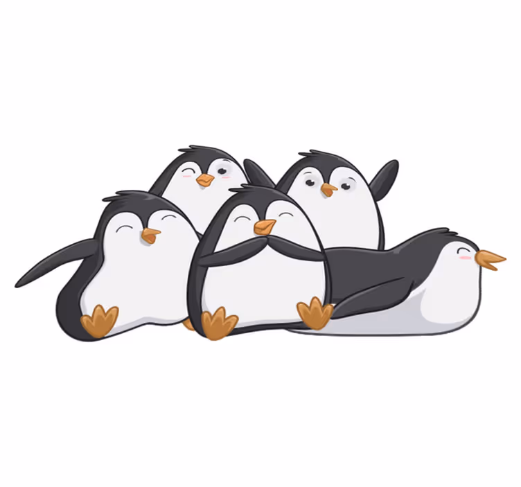 Happy penguin family animal mat - TenStickers