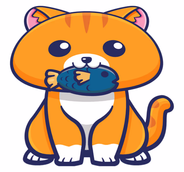 Animal mat cute cat with fish design - TenStickers