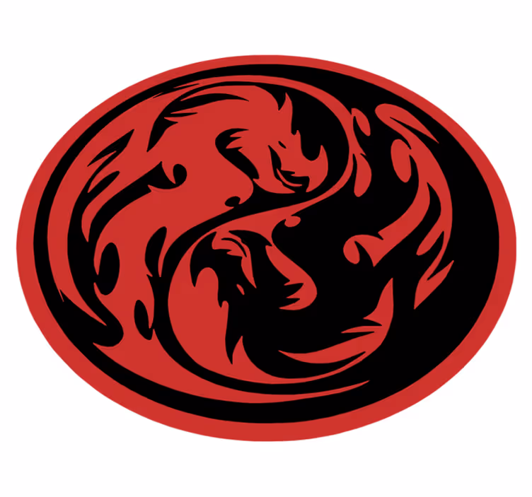 Animal mat yin yang dragons - TenStickers
