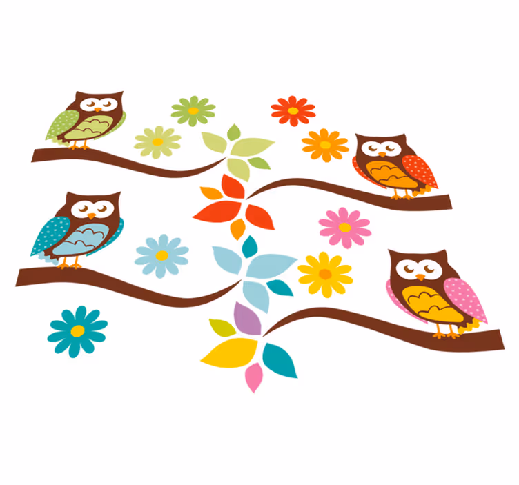 Animal mat colorful owl design - TenStickers