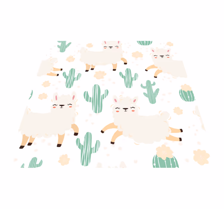 Cute llamas and cacti animal mat - TenStickers