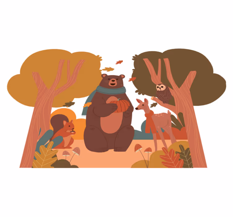 Animal mat fall woodland creatures - TenStickers