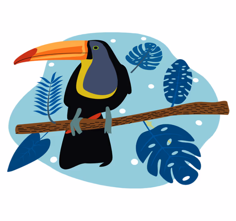 Tropical toucan perched animal mat - TenStickers