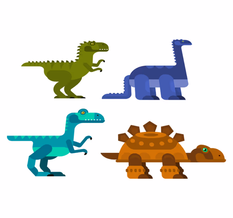 Animal mat with colorful moving dinosaurs - TenStickers