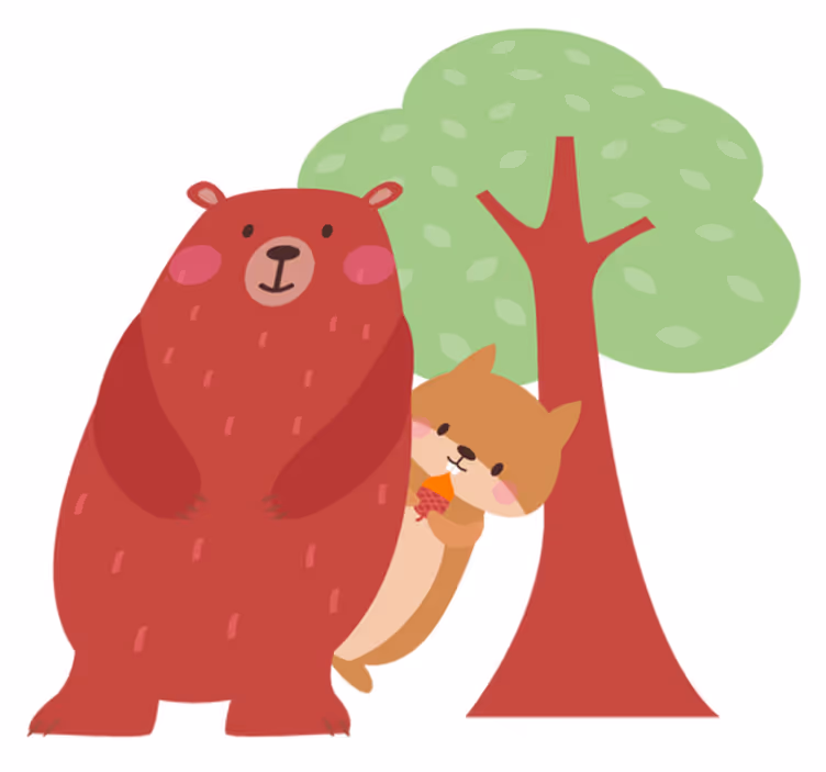 Animal mat playful bear friend - TenStickers