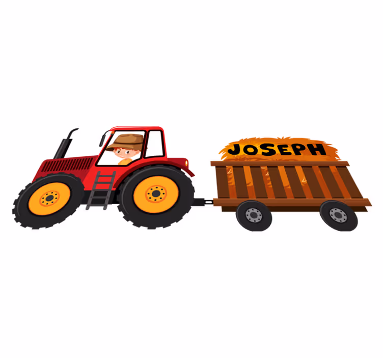 Animal mat tractor with hay - TenStickers