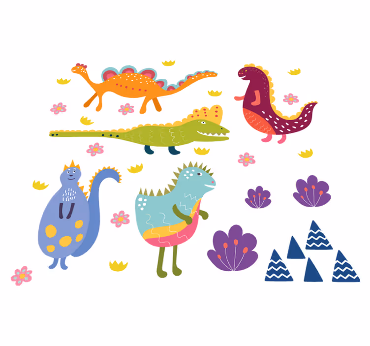 Animal mat with vibrant dinosaur designs - TenStickers