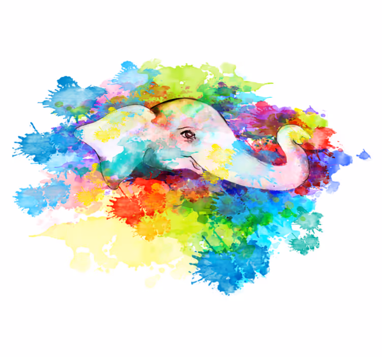 Colorful elephant splash animal mat - TenStickers