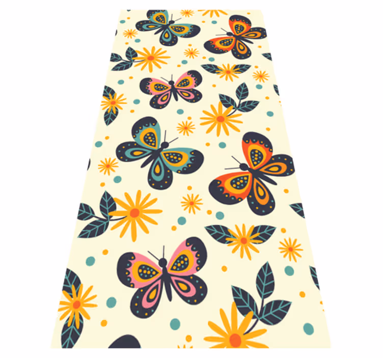 Animal mat with colorful butterfly designs - TenStickers