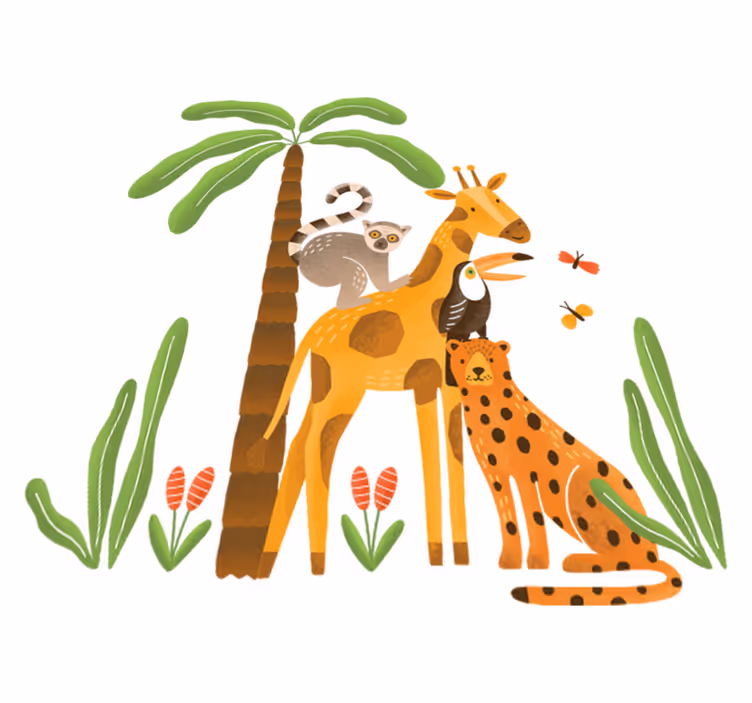 Animal mat in a playful jungle environment - TenStickers