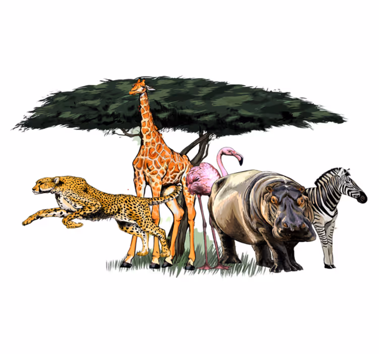Animal mat giraffe family safari - TenStickers