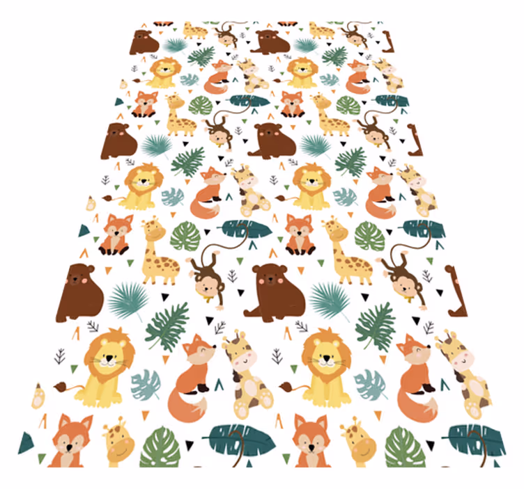Cute wild animals with leaves animal mat - TenStickers