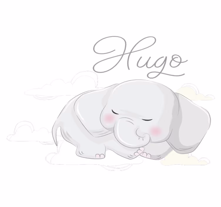 Animal mat sleeping elephant on clouds with name - TenStickers