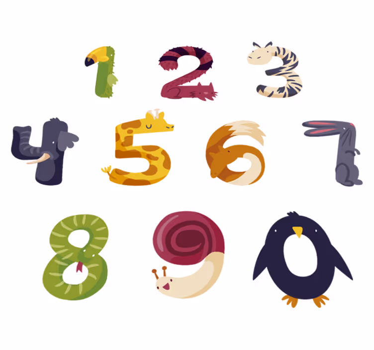 Animal mat numbers with animals - TenStickers