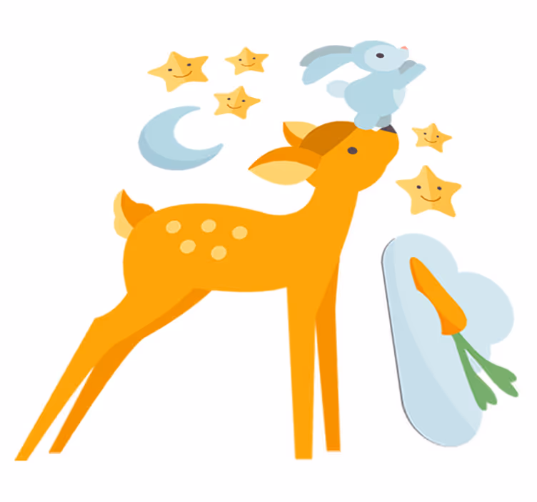 Animal mat featuring deer and bunny design - TenStickers