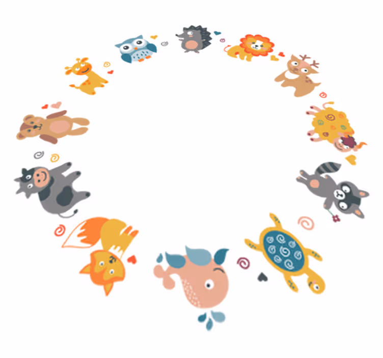 Animal mat baby animals in a circle - TenStickers