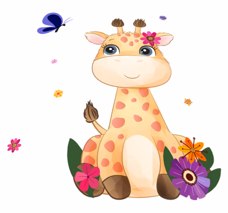 Animal mat wild africa giraffe girl for kids - TenStickers