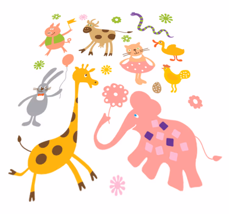Colorful creatures animal mat - TenStickers