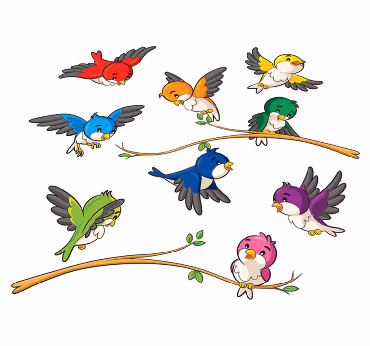 Animal mat colorful little birds - TenStickers