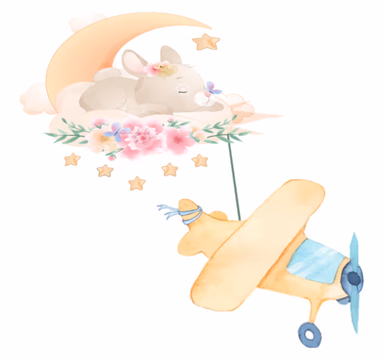 Bunny sleeping on the moon animal mat - TenStickers