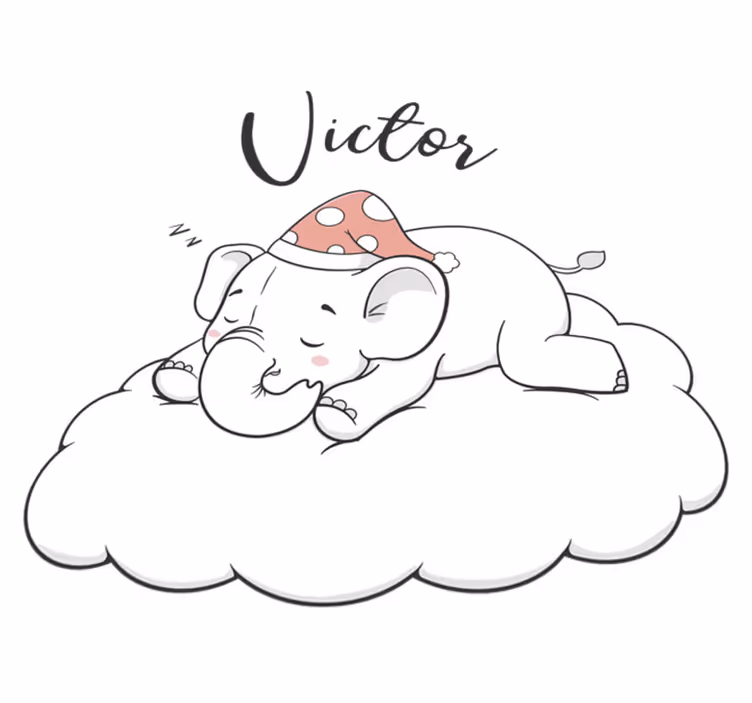 Animal mat personalized cloud elephant - TenStickers